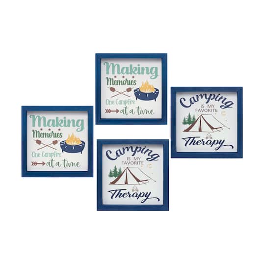 10" x 10" Wood Framed Camping Sentiment Signs Set By Melrose | Michaels®